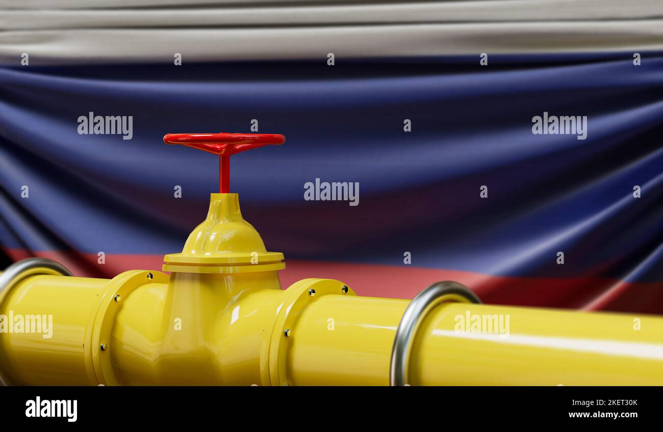 Russland Öl- und Gaspipeline. Konzept der Ölindustrie. 3D Rendering Stockfoto