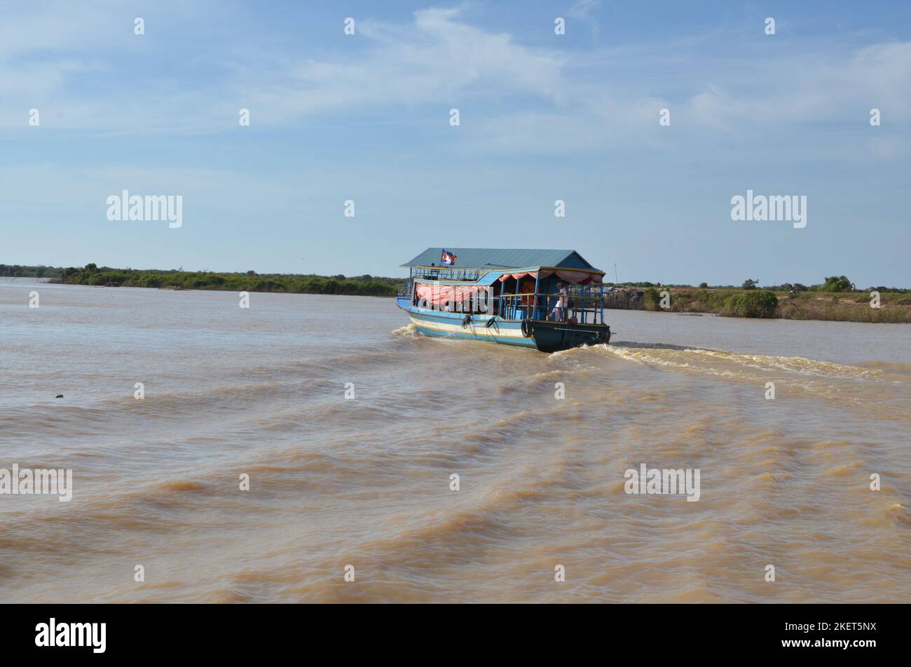 Boote ein Fischer Mekong Fluss phnom Phen Kambodscha Stockfoto