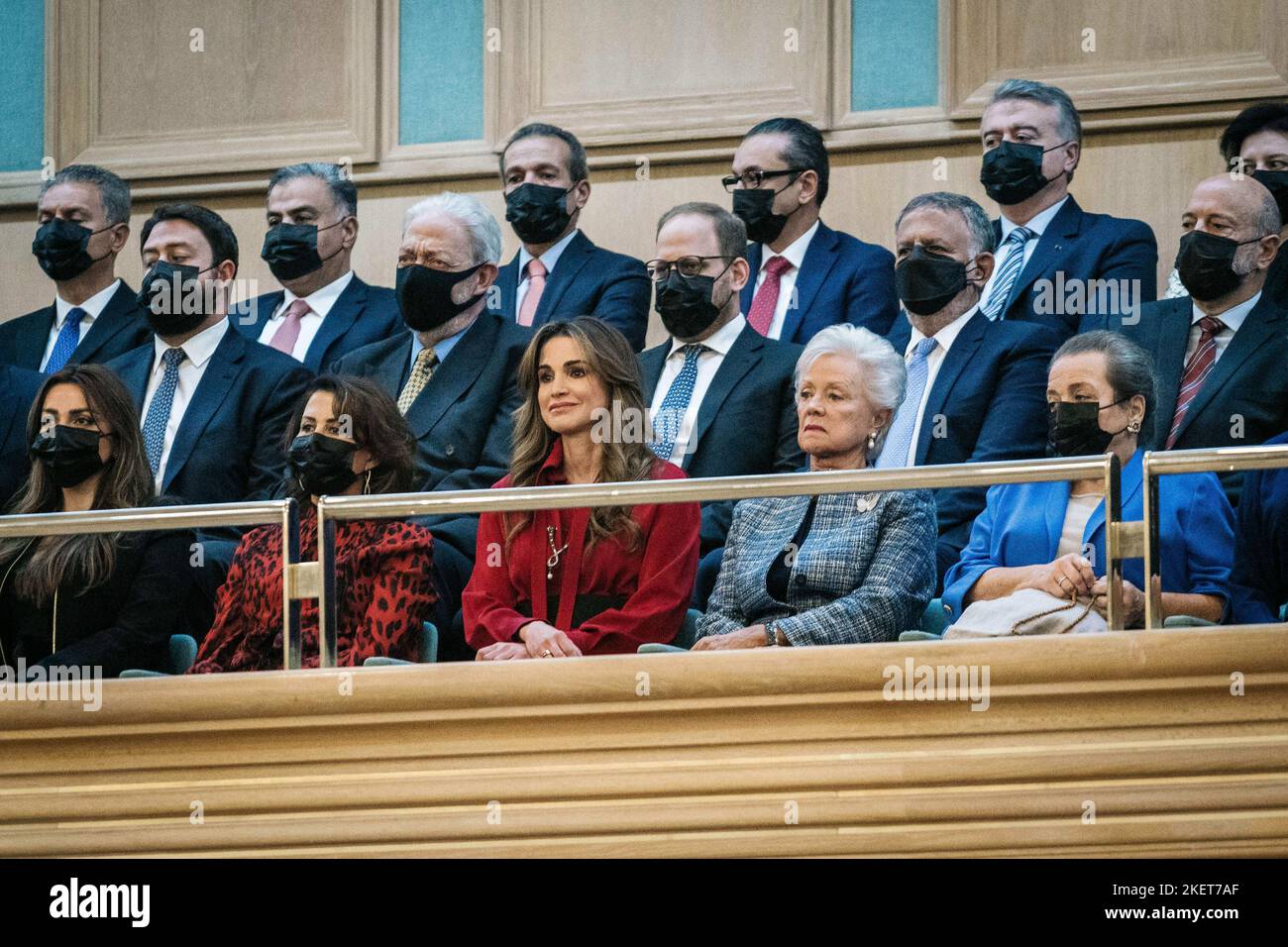 Königin Rania und Prinzessin Mona (die Mutter von König Abdullah nimmt an der Rede des Königs auf der zweiten ordentlichen Sitzung des Parlaments 19. in Amman, Jordanien, am 13. November 2022 Teil. Foto von Balkis Press/ABACAPRESS.COM Stockfoto
