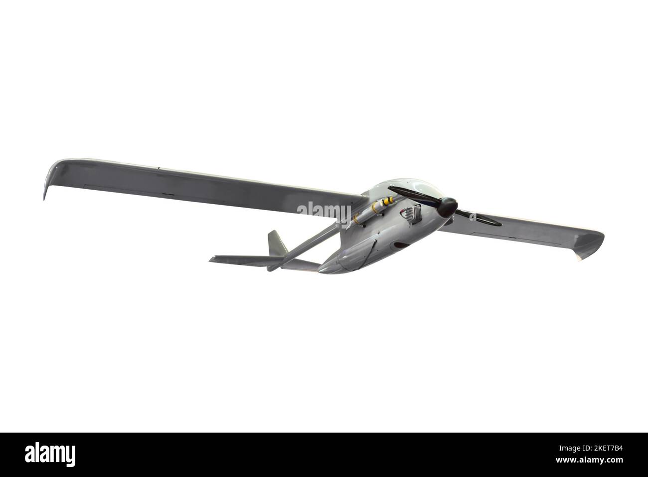 Militärischer Streik Kampf unbemannten Luftfahrzeug UAV Flugzeug Aufklärungsspion Drohne isoliert Stockfoto