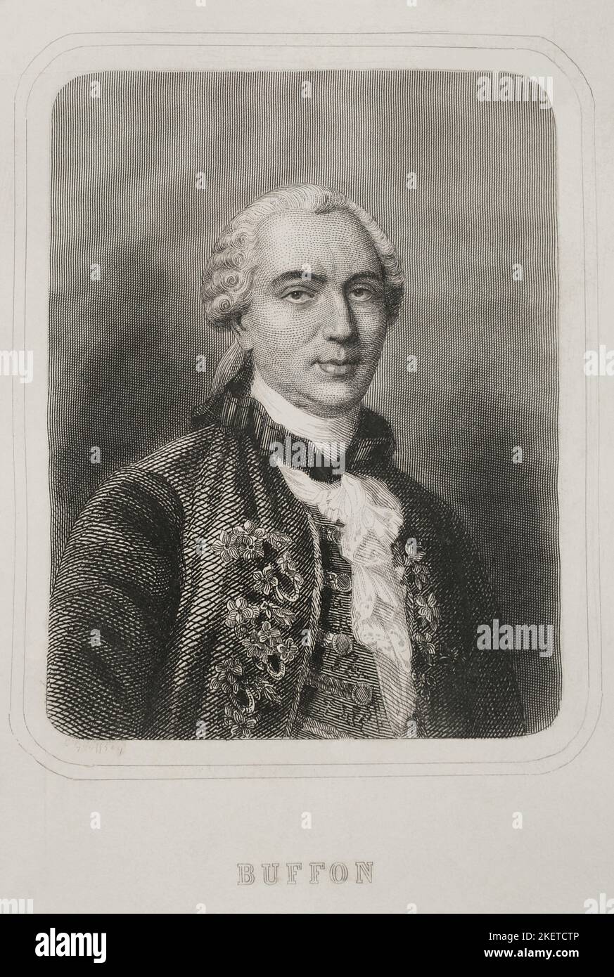 Georges-Louis Leclerc (1707-1788), Graf von Buffon. Französischer Naturforscher. Hochformat. Gravur von Geoffroy. „Historia Universal“, von César Cantú. Band VI. 1857. Autor: Charles Geoffroy (1819-1882). Französischer Gravierer. Stockfoto