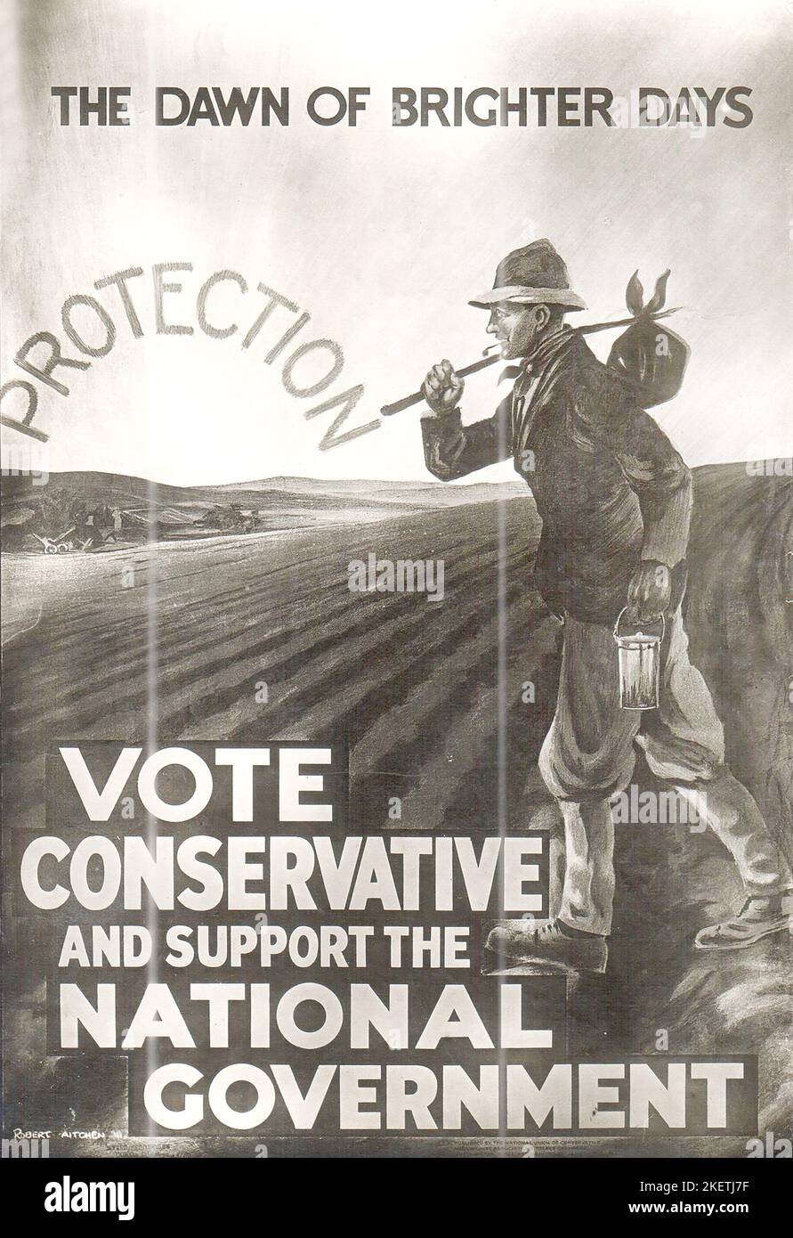 Wahlplakat der britischen Konservativen Partei im Jahr 1931. Stockfoto