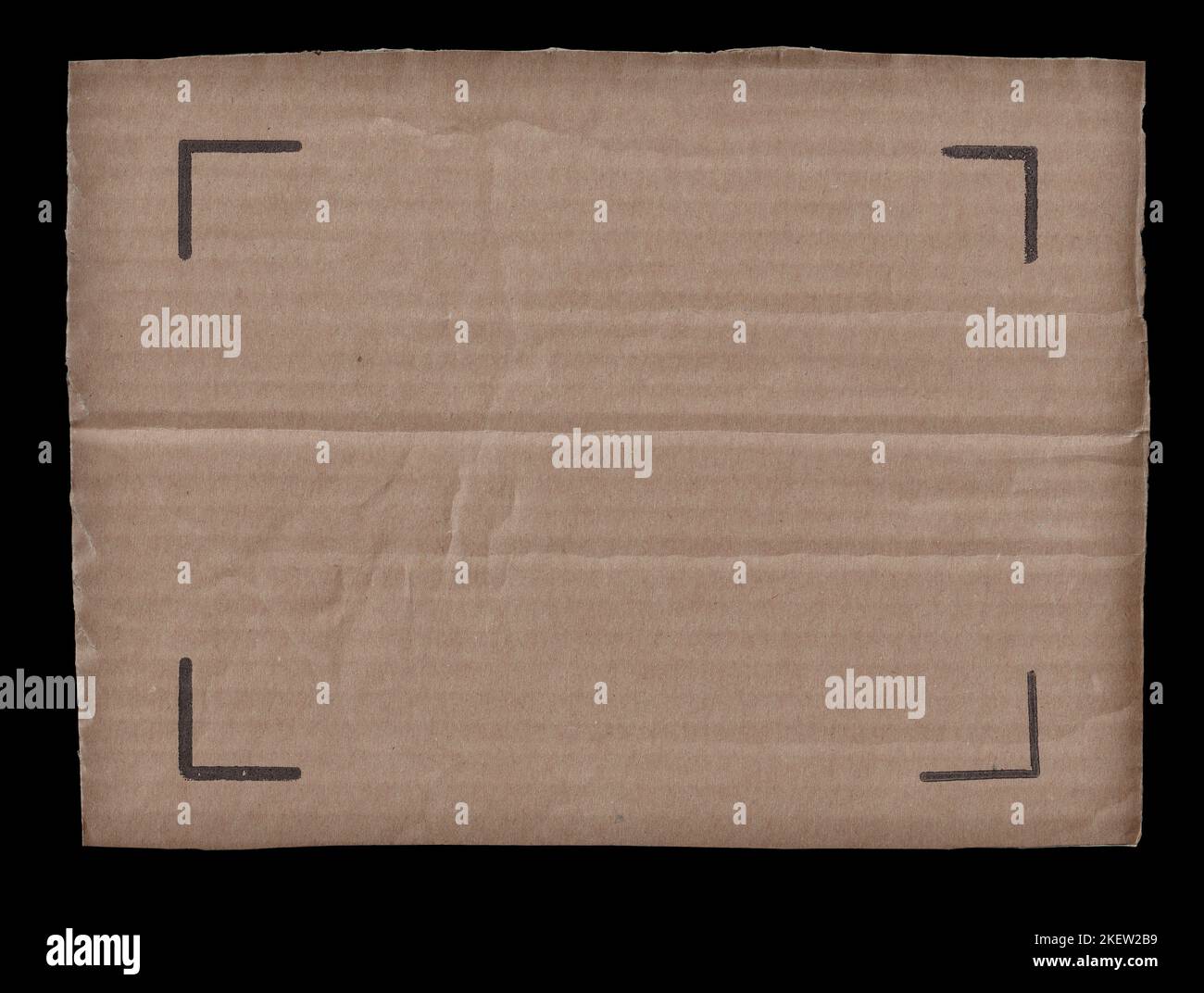 Karton Papier Hintergrund mit schwarzen Foto Ecken Rahmen und Kopierer Platz. Designelement. Stockfoto