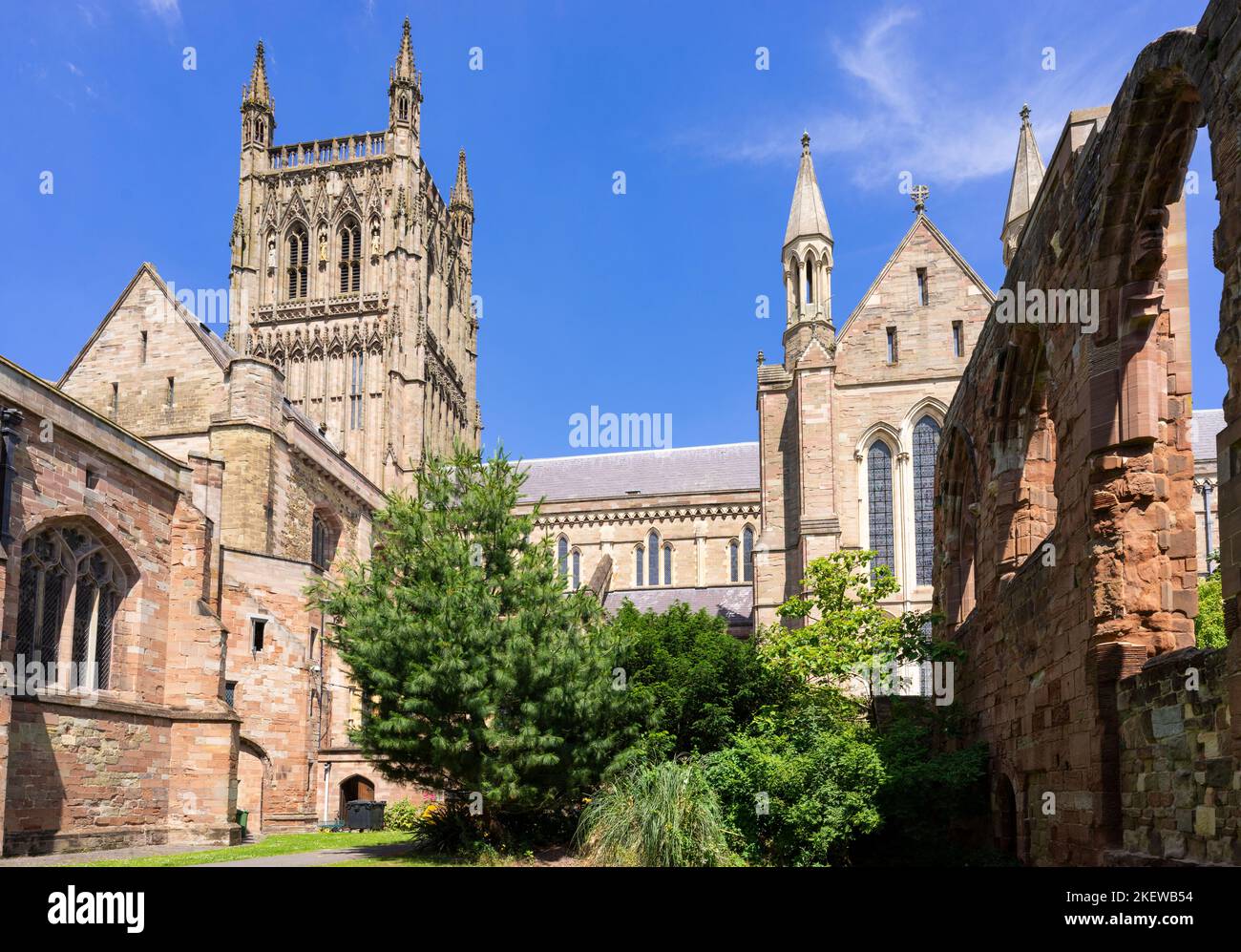 Worcester Cathedral vom College Green Worcester Cathedral Worcester Worcestershire England GB Europa Stockfoto