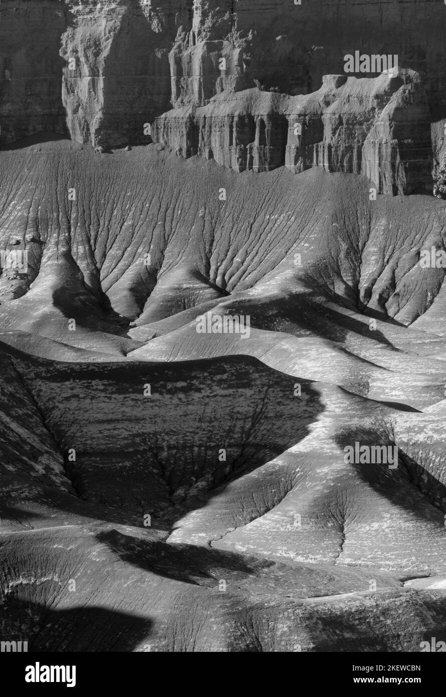 Eroded Badlands, „Moonscape Overlook“, Hanksville, Utah Stockfoto