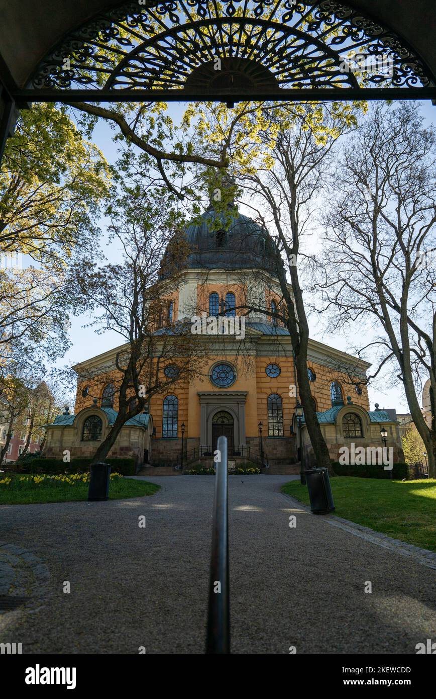 Gelbe Kirche in Stockholm Schweden: Hedvig Eleonora kyrka Stockfoto