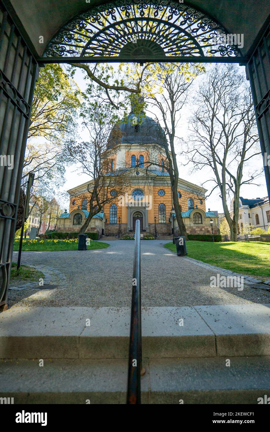 Gelbe Kirche in Stockholm Schweden: Hedvig Eleonora kyrka Stockfoto