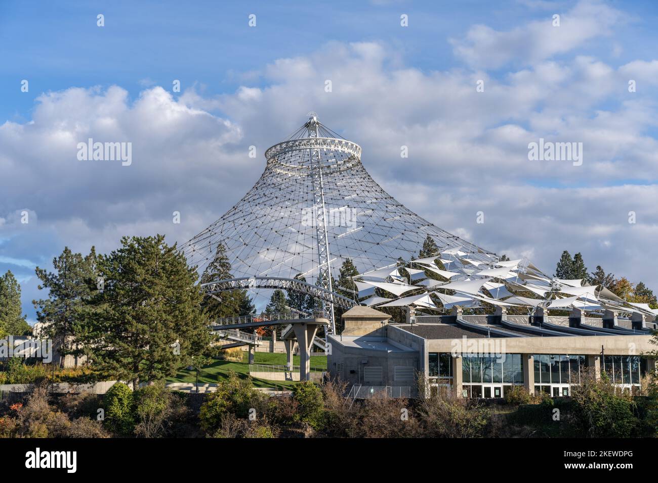 Der Austragungsort der Weltausstellung 1974, Spokane, Washington, ist die kleinste Stadt, in der die Weltausstellung jemals stattfindet. Stockfoto