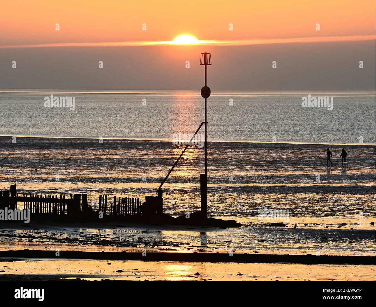 Sonnenuntergang in Hunstanton, Norfolk, Großbritannien Stockfoto