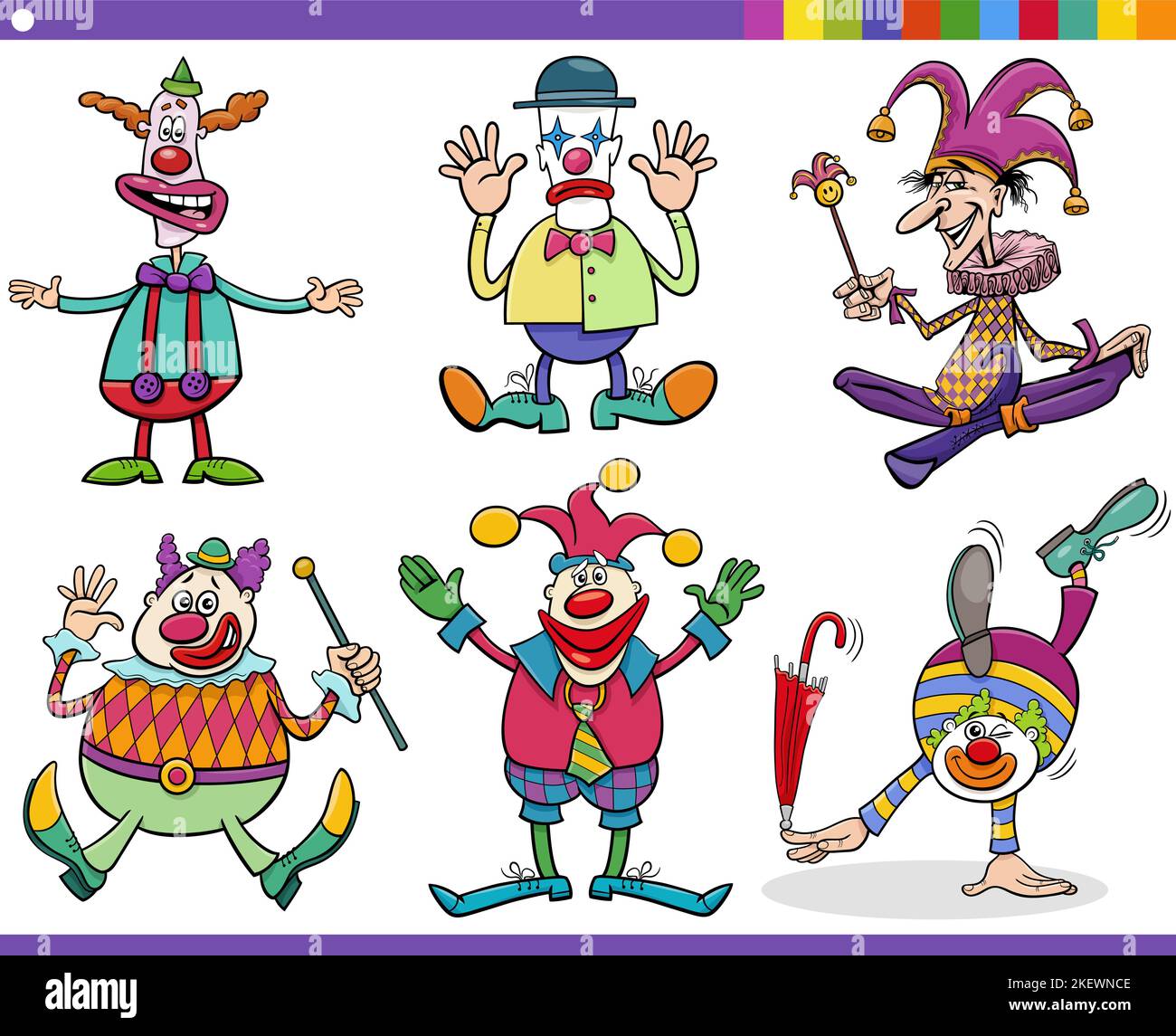 Cartoon Illustration von lustigen Clowns Comic-Figuren gesetzt Stock Vektor