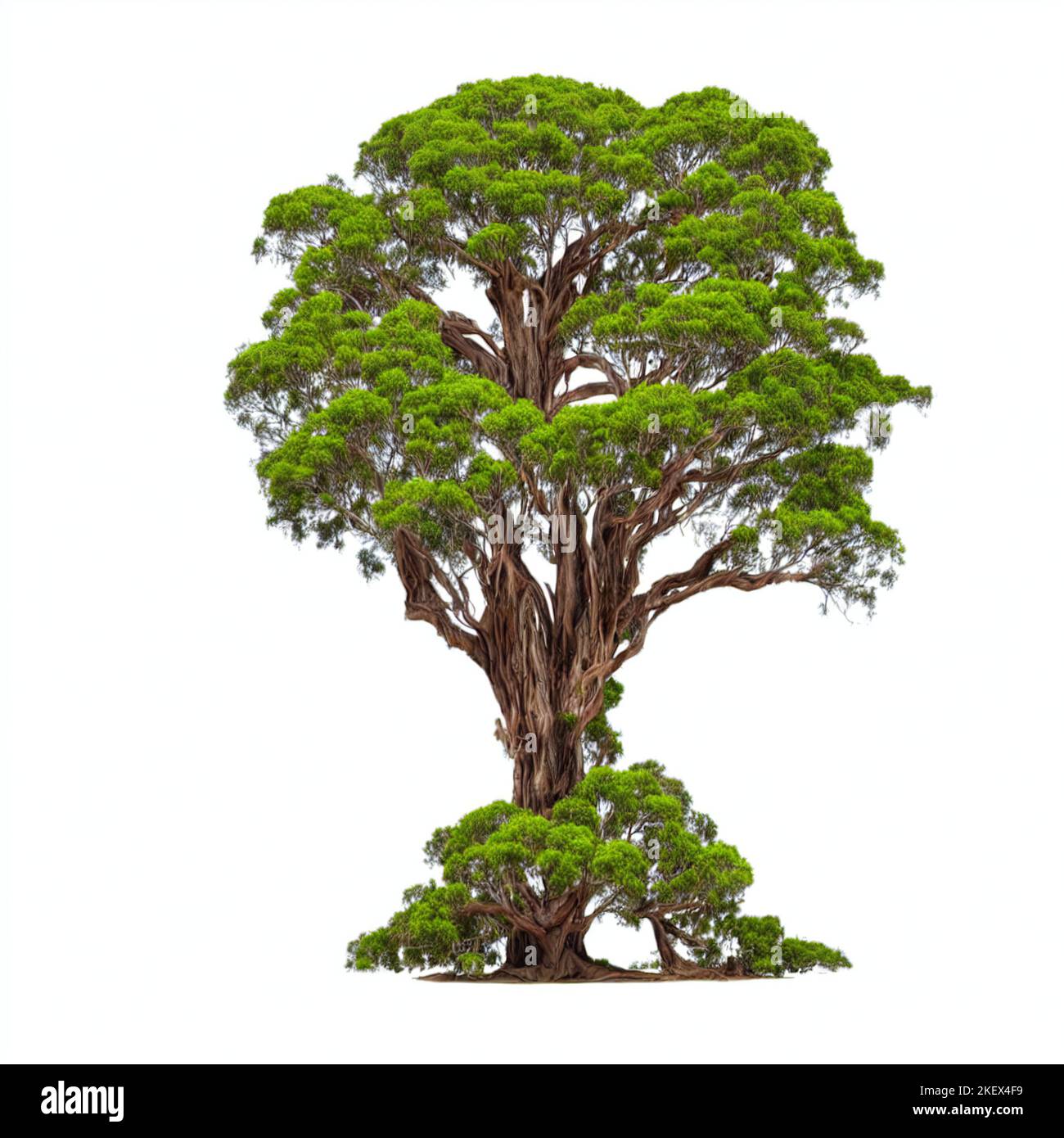 Wassergummibaum, große australische Pflanze, isoliert auf weißem Hintergrund Stockfoto
