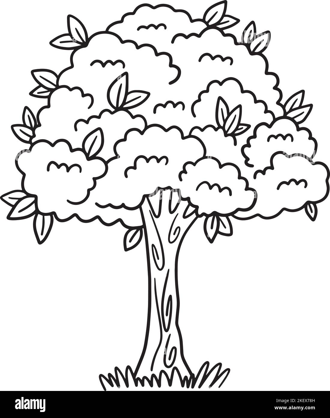 Earth Day Big Tree isolierte Malseite für Kinder Stock Vektor