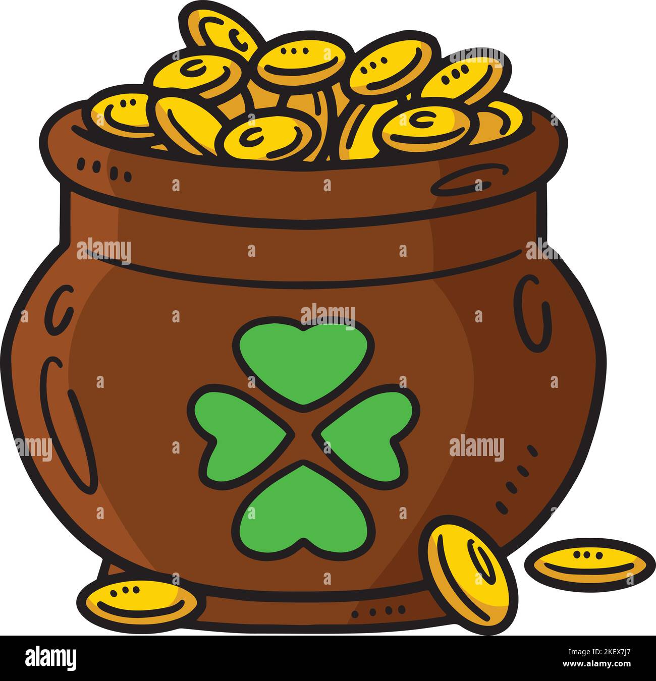 St. Patricks Day Pot Of Gold Cartoon Clipart Stock Vektor