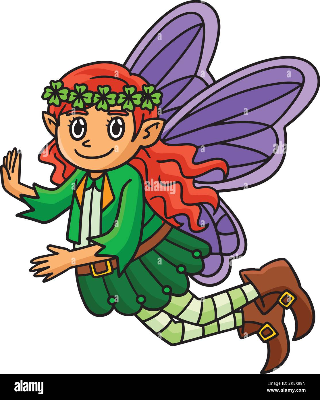 St. Patricks Day Schamrock Fee Cartoon Clipart Stock Vektor