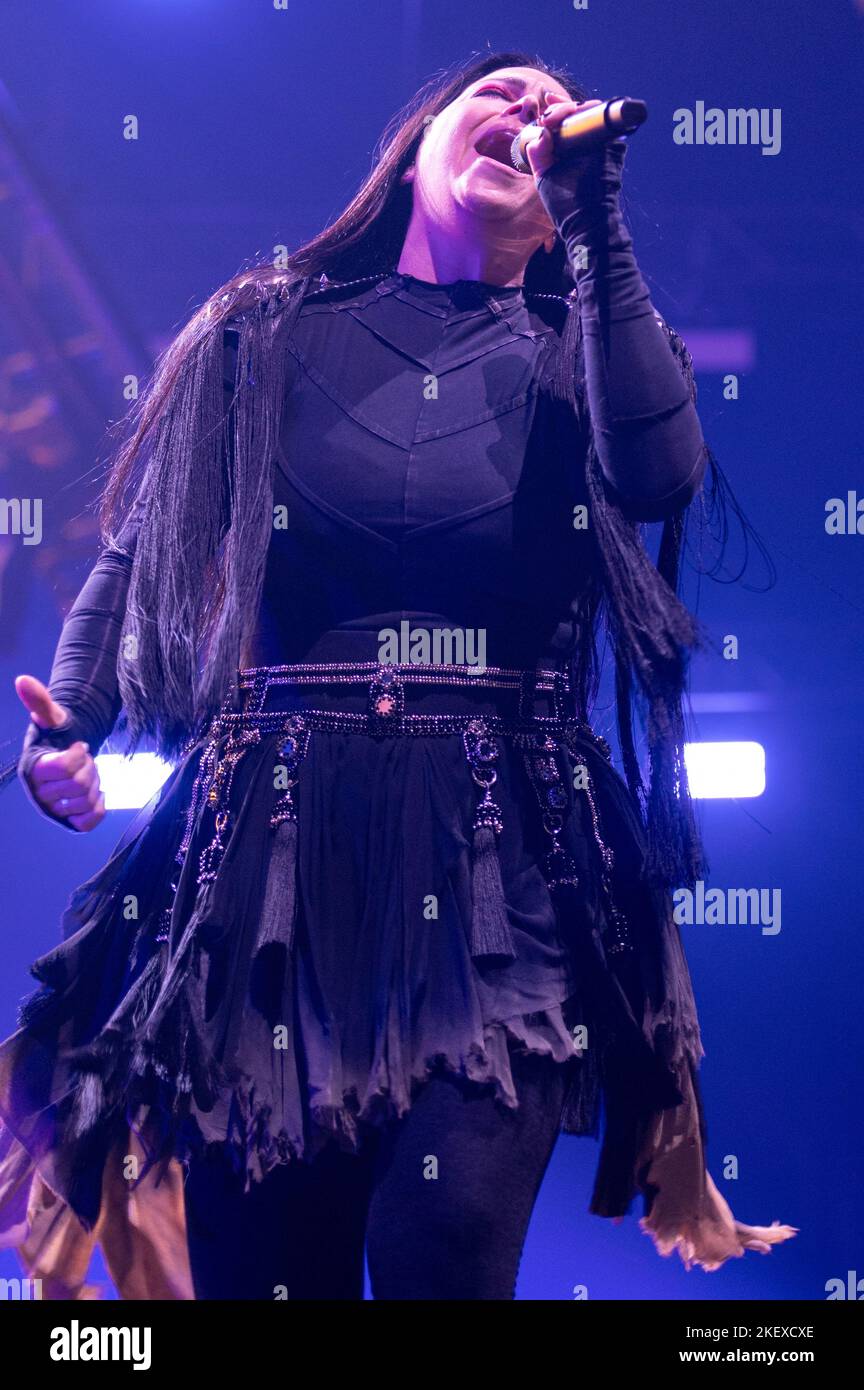 London, UK, 14/11/2022, Sängerin Amy Lee von der Rockband Evanescence, die am O2 in London konzertiert.Quelle: John Barry/Alamy Live News Stockfoto