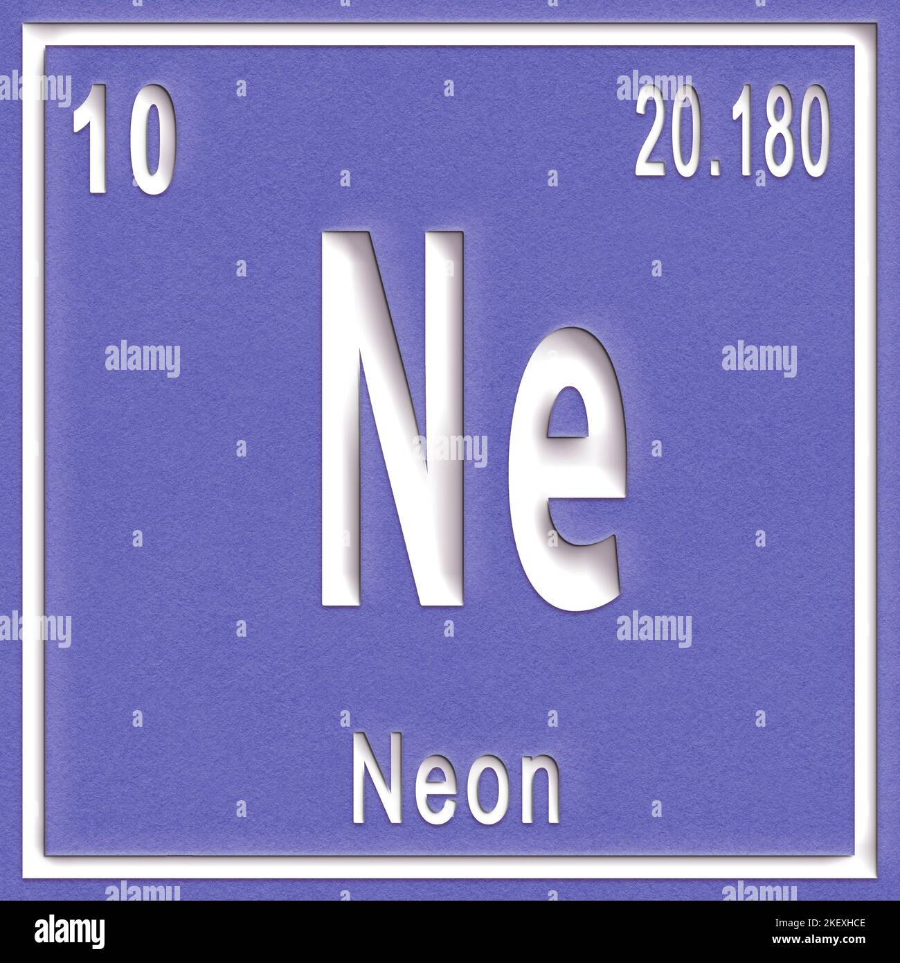 Neon chemisches Element, Zeichen mit Ordnungszahl und Ordnungsgewicht