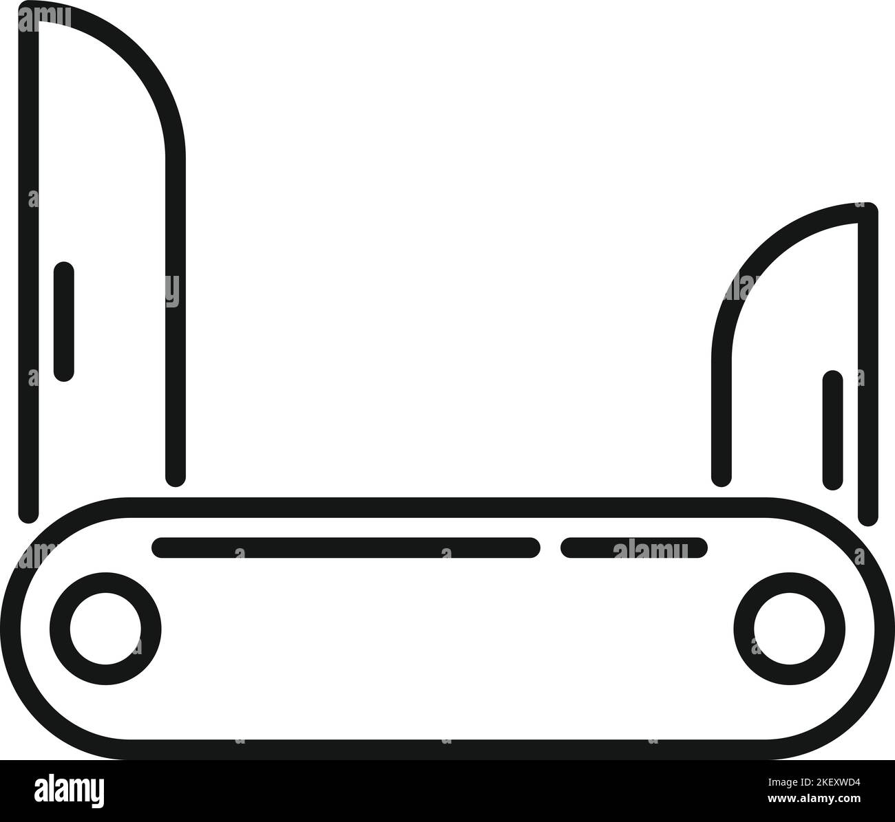 Skizze des Camping-Messers. Armee-Multitool. Schweizer Tool Stock Vektor