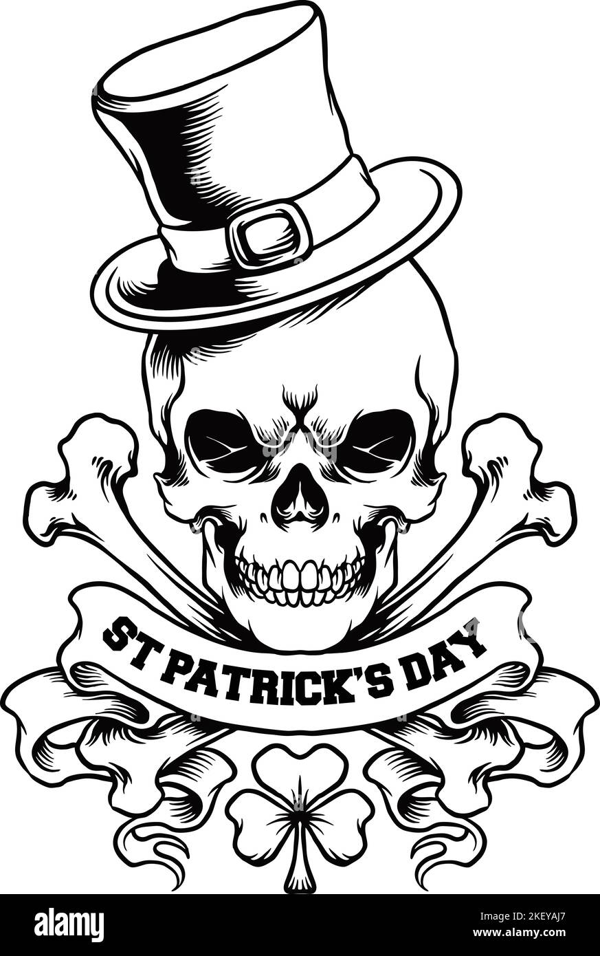 Totenkopf Hut und Crossbones Monochrome Vektor-Illustrationen für Ihre Arbeit Logo, Merchandise T-Shirt, Aufkleber und Label-Designs, Poster, Grußkarten Stock Vektor