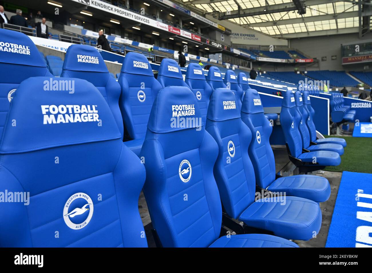 Im Amex Stadium während des Premier League-Spiels zwischen Brighton & Hove Albion und Aston Villa im American Express Community Stadium , Brighton , Großbritannien - 13. November 2022 Photo Simon Dack/Tele Images. Nur redaktionelle Verwendung. Kein Merchandising. Für Fußballbilder gelten Einschränkungen für FA und Premier League. Keine Nutzung von Internet/Mobilgeräten ohne FAPL-Lizenz. Weitere Informationen erhalten Sie von Football Dataco Stockfoto