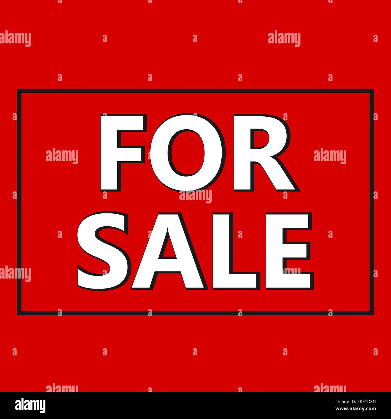 White for Sale Zeichen Vektor-Illustration auf rotem Hintergrund. Immobilienschild. Immobilienmakler unterschreiben. Stock Vektor