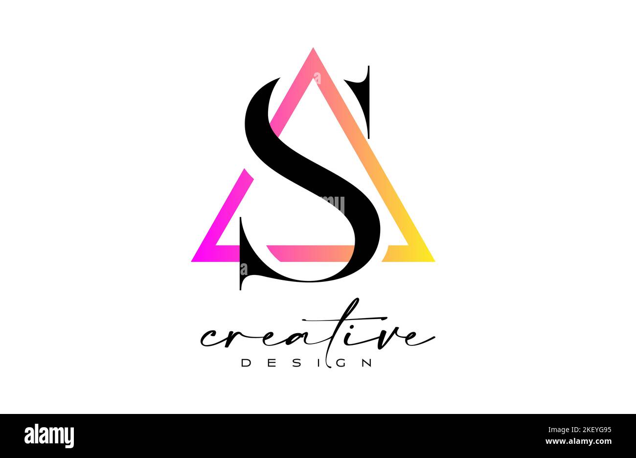 Buchstabe S Logo in einem Dreieck mit kreativem Cut Design. Serif Letter Icon Vektor Logo Illustration. Stock Vektor