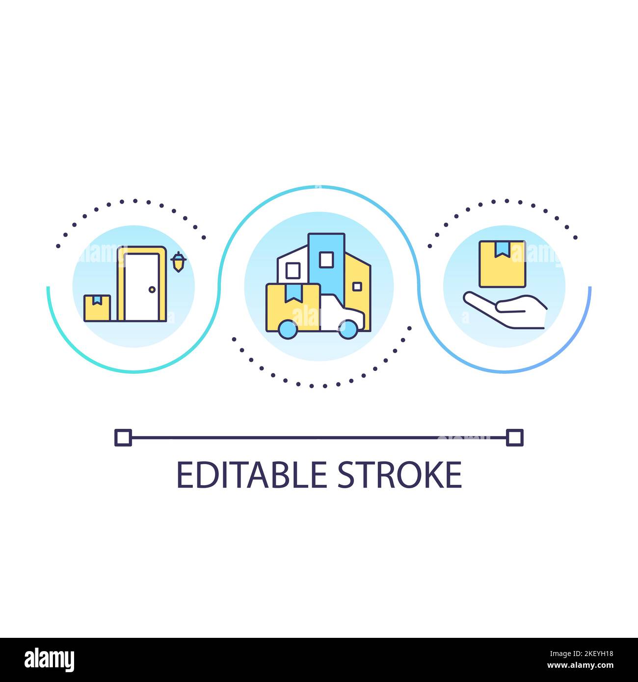 Paket an der Türschwelle Loop-Konzept-Symbol Stock Vektor