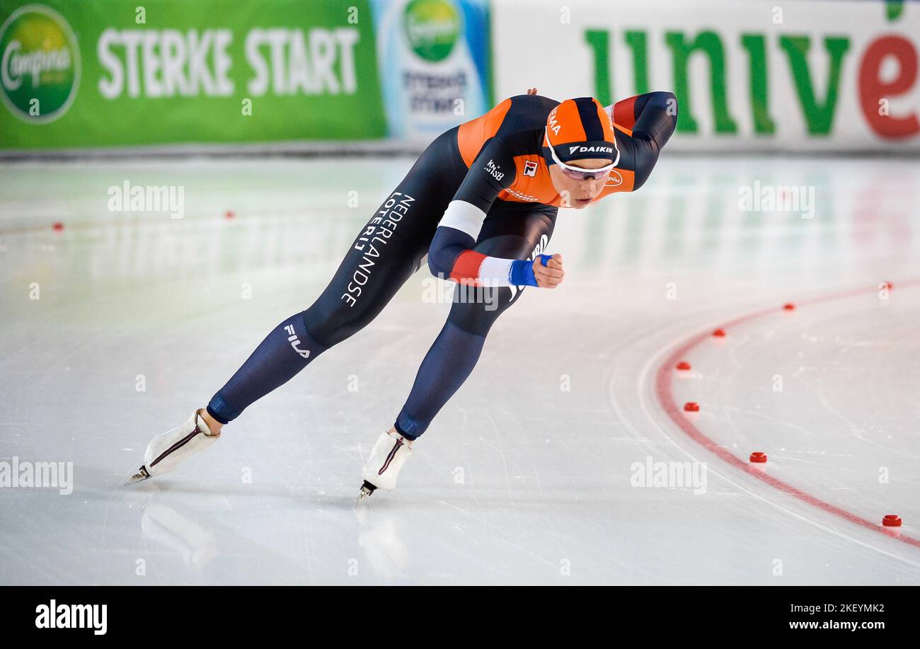 Stavanger, Norwegen 20120113.Jutta Leerdam aus den Niederlanden startet im 1500-m-Frauen-Weltcup-Eisschnelllauf in Stavanger. Foto: Carina Johansen / NTB Stockfoto