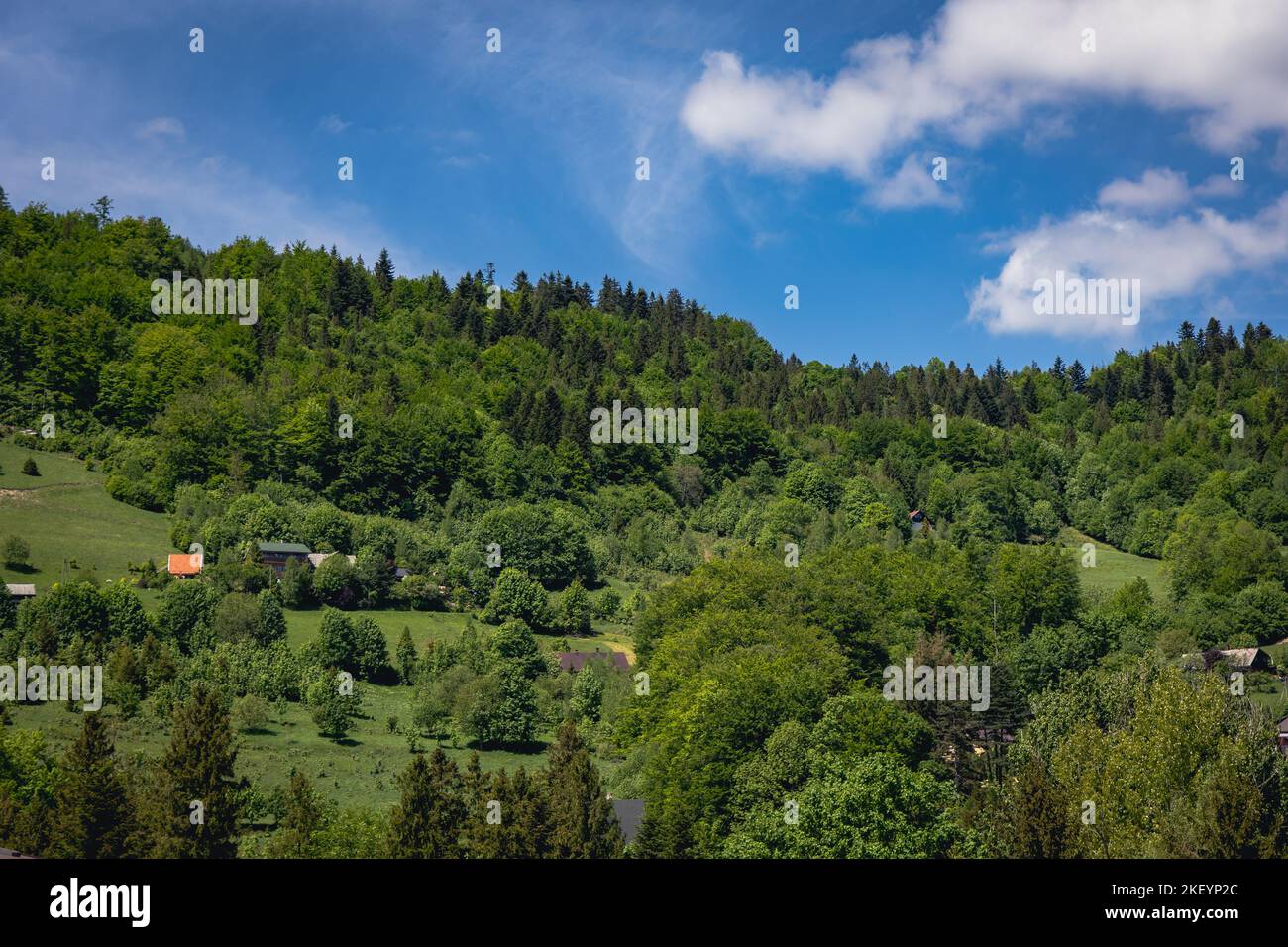 Szczyrk Stadt in den schlesischen Beskiden Bergen, Kreis Bielsko, Woiwodschaft Schlesien in Südpolen Stockfoto