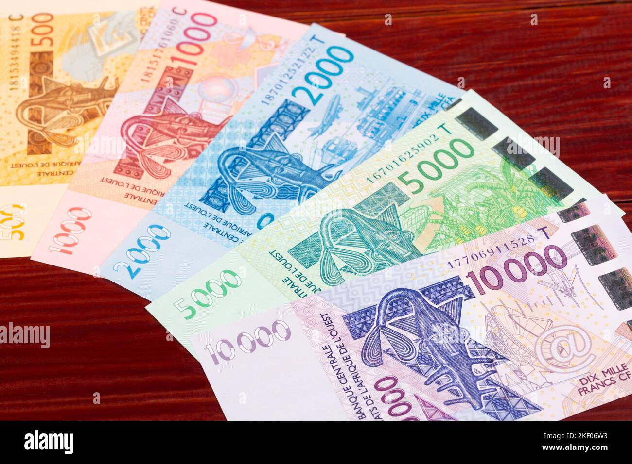 Geld der westafrikanischen Staaten - Franc ein geschäftlicher Hintergrund Stockfoto