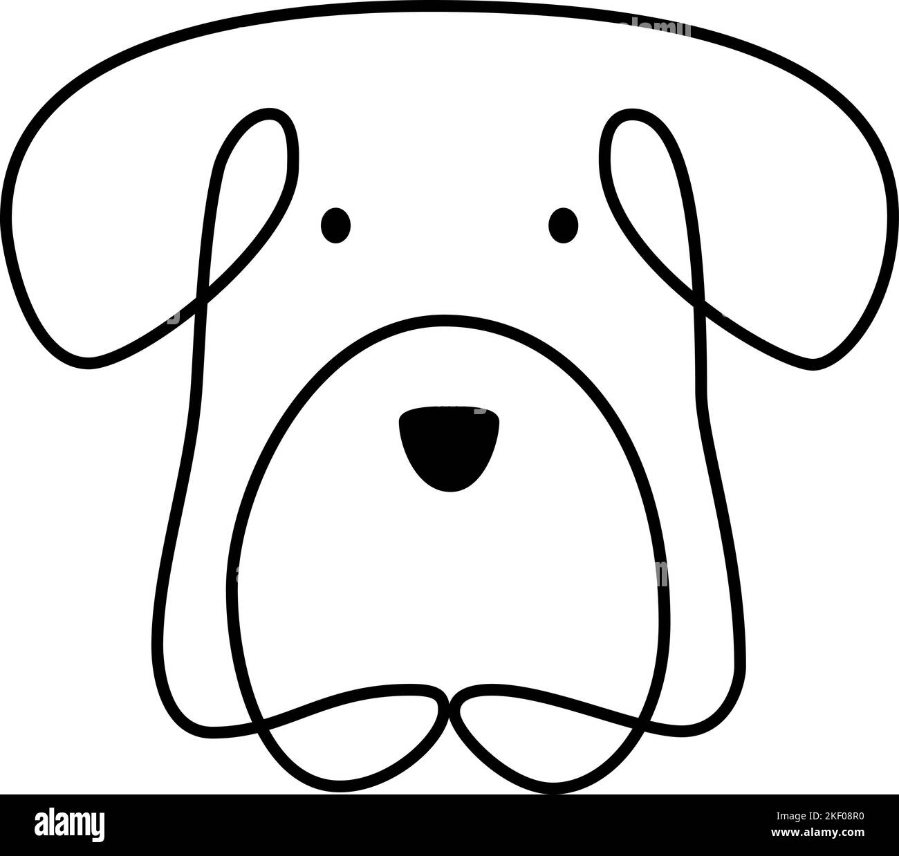 Vector niedlichen eine Linie Hund Gesicht Logo. Minimalistisches Haustier im abstrakten, handgezeichneten skandinavischen Stil. Fortlaufende Liniengrafik für Banner, Buchgestaltung, Web Stock Vektor