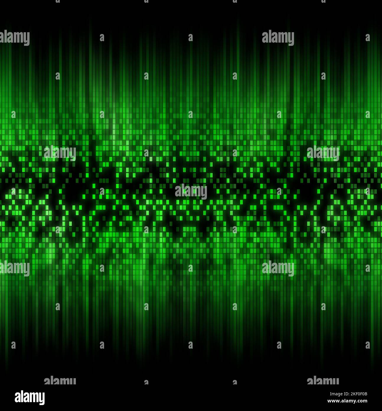 Grüne Farbe quadratische Pixel Equalizer Noise Matrix Gitter vertikal isoliert Stockfoto