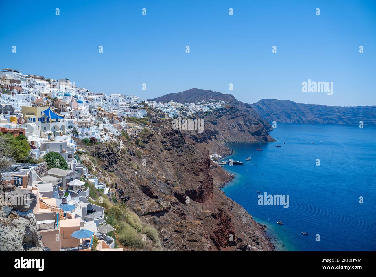 Wunderschöne Panorama-Landschaft von Santorini Griechenland Stockfoto