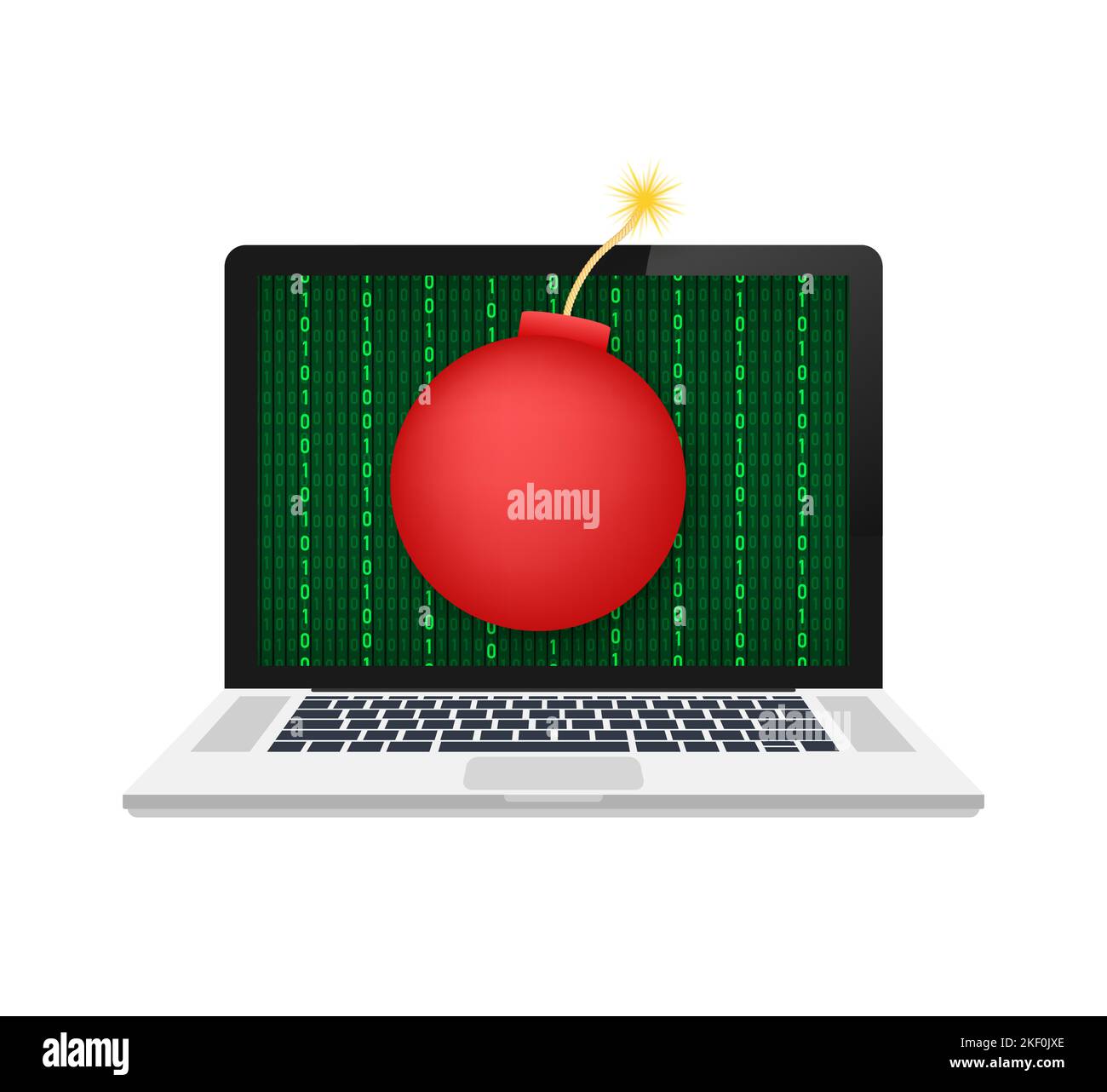 Logische Bombe. Absichtlich in ein Softwaresystem eingefügter Code. Vektorgrafik. Stock Vektor
