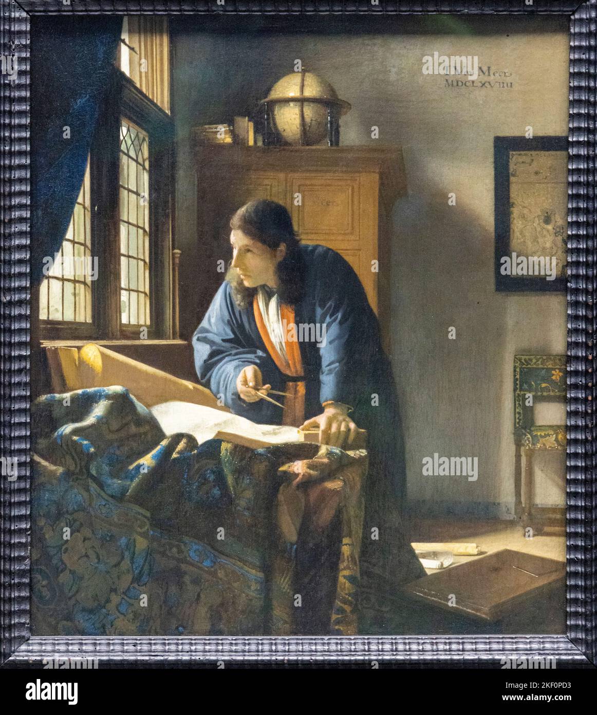 Der Geographer (De Geograaf) des niederländischen Künstlers Johannes Vermeer, 1668–1669, Städel-Museum, Frankfurt, Deutschland Stockfoto