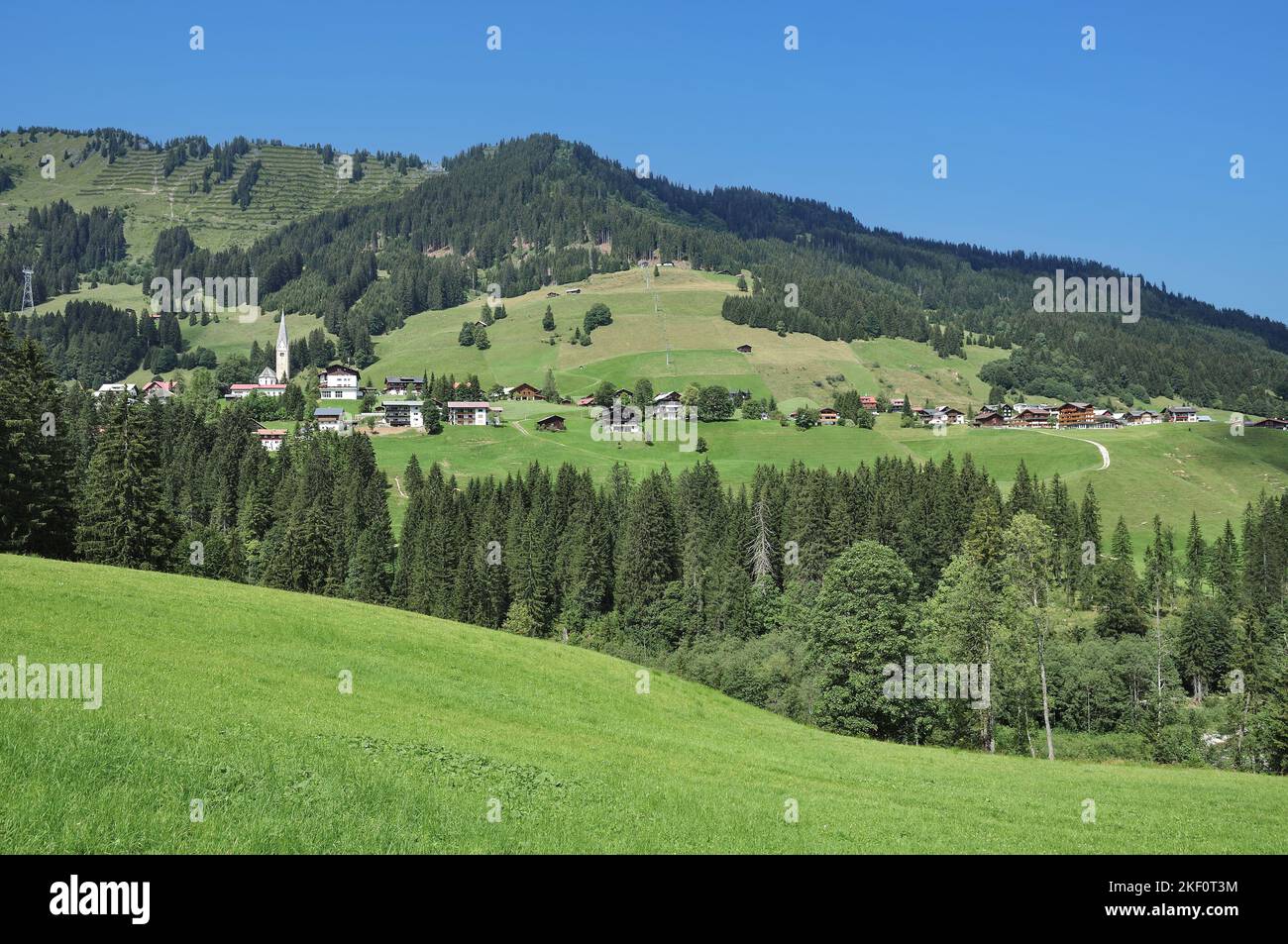 Landschaft im Kleinwalsertal, Vorarlberg, Österreich Stockfoto
