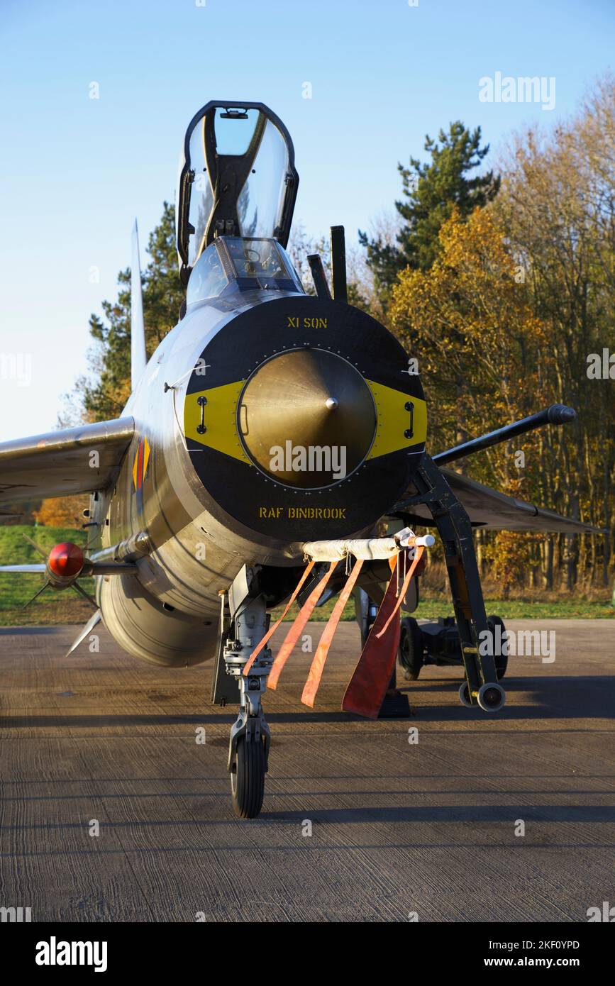 English Electric, /BAC Lightning F6, XS904, Lightning Preservation Group Evening Engine Run, 12.. November 2022, Bruntingthorpe, England, Stockfoto