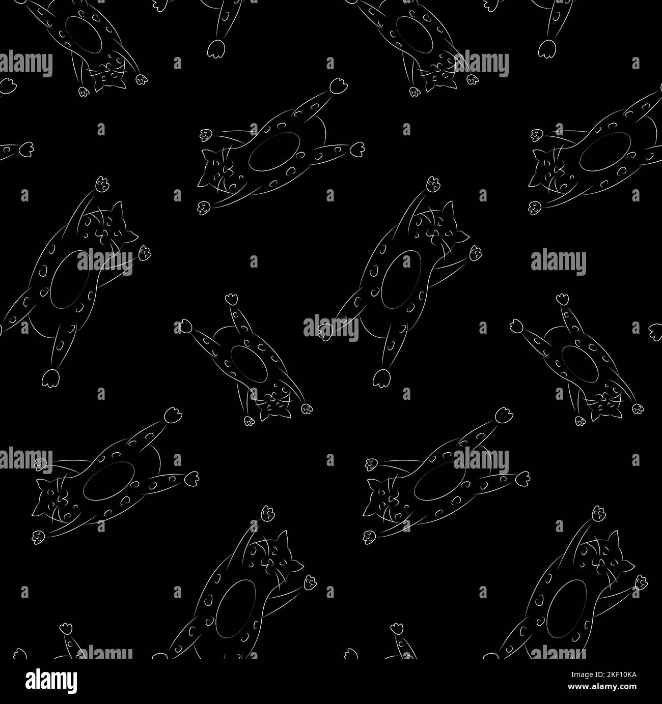 Cooles schwarz-weißes Nahtloses Muster mit lustigen fetten Katzen. Fashion Print für Kinder und Jugendliche, Bettwäsche, Notebooks, Rucksäcke, Textilien, Wandpfänze Stock Vektor