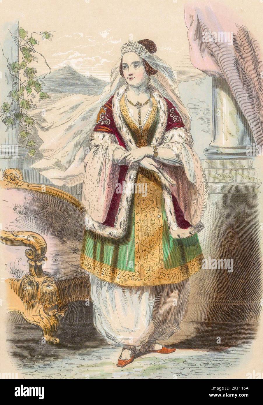 Amalia von Oldenburg, 1818 – 1875, bayerisch geborene Königin von Griechenland, Ehefrau von König Otto von Griechenland. Nach einem Druck aus dem 19.. Jahrhundert von J.L. Lacoste. Stockfoto