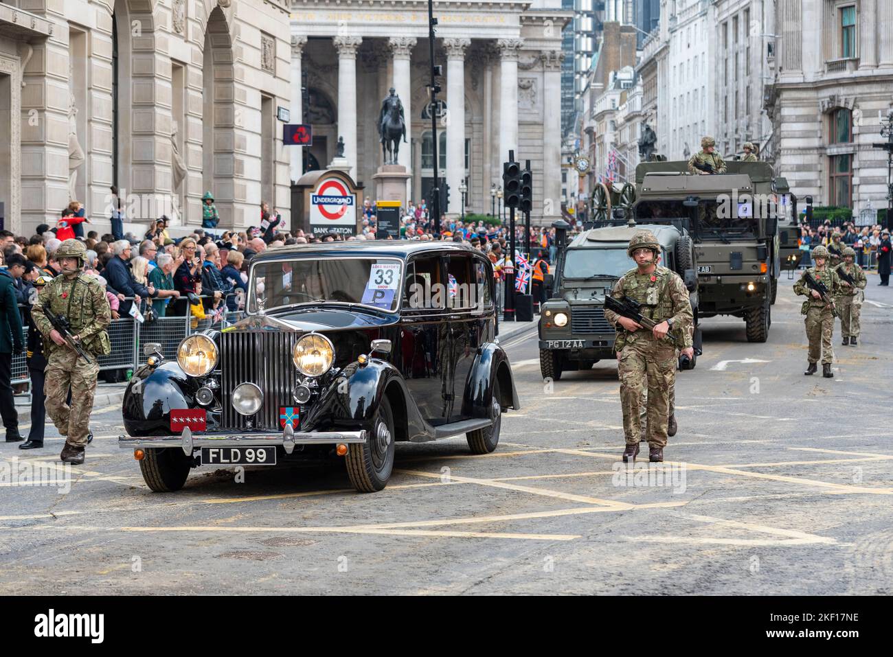 151 REGIMENT ROYAL LOGISTIC CORPS bei der Lord Mayor's Show Parade in der City of London, Großbritannien. Der Rolls-Royce Wraith aus dem Jahr 1939 von Field-Marshal Montgomery Stockfoto