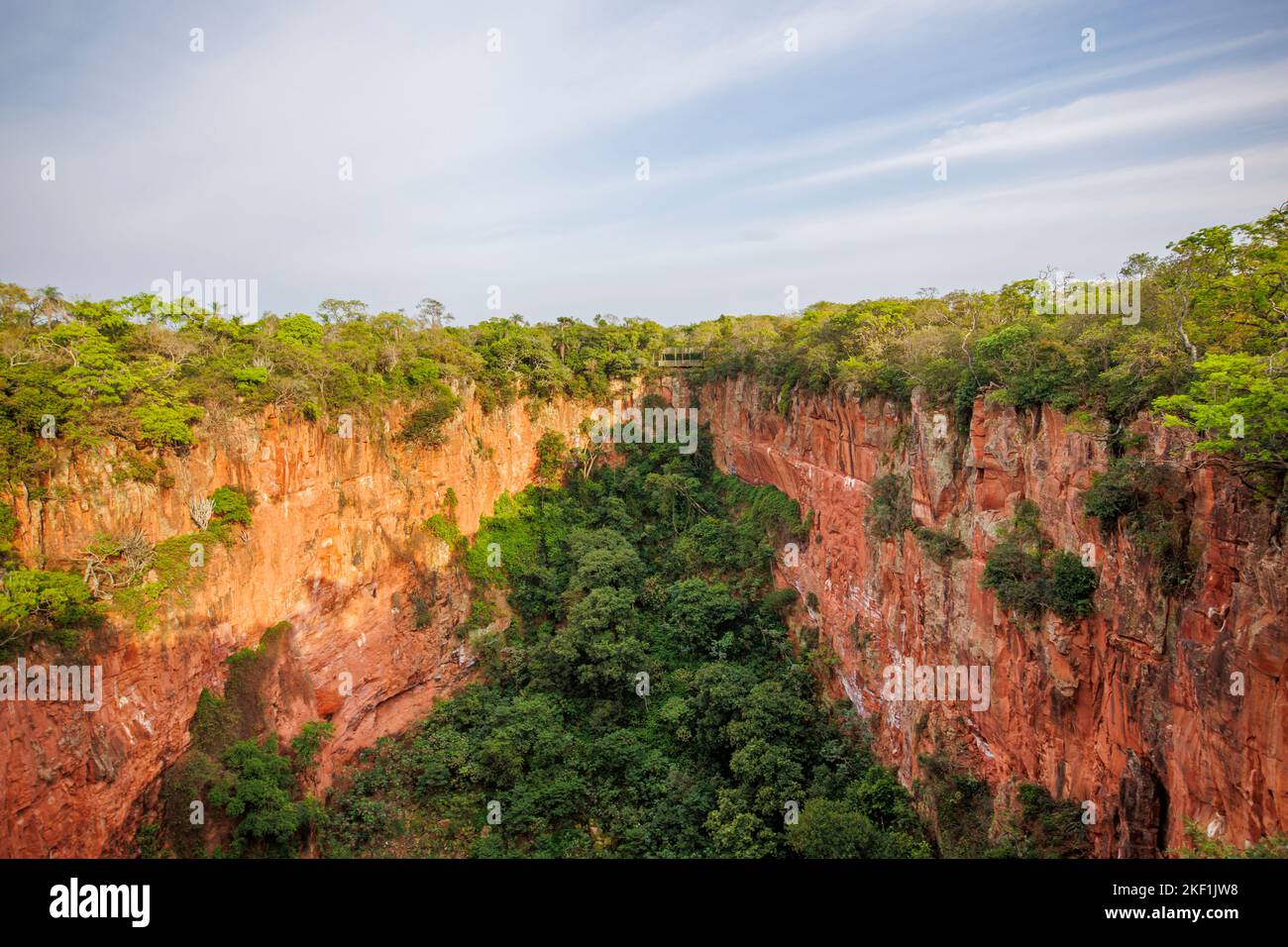 Buraco das Araras Private Natural Heritage Reserve, eine große natürliche Sinkhole, Jardim, südlichen Pantanal, Mato Grosso do Sul, Brasilien, im Morgenlicht Stockfoto