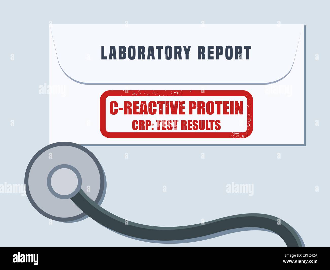 Umschlag der Ergebnisse des C-reaktiven Proteins (CRP)-Bluttests. Medizinischer Laborbericht zum Gesundheits-Screening - Vektordarstellung. Stock Vektor