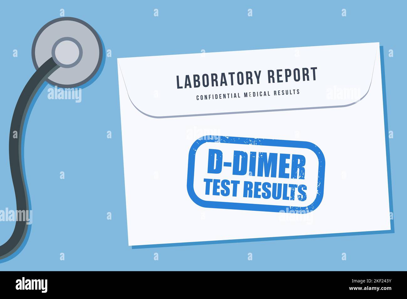 Umschlag der Ergebnisse des D-Dimer-Bluttests. Medizinischer Laborbericht zum Gesundheits-Screening - Vektordarstellung. Stock Vektor