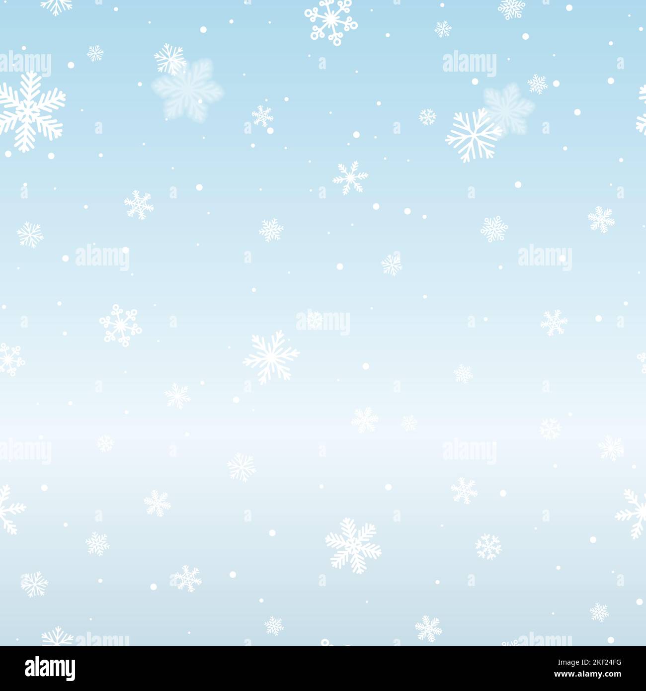Weiß blau Schneeflocke Hintergrund. Weihnachten Schneeflocken Vektor Textur. Nahtloser Schneefall Hintergrund. Stock Vektor