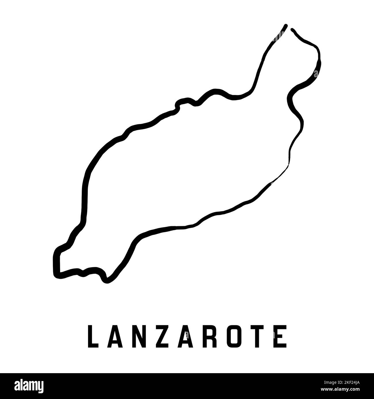 Karte der Insel Lanzarote einfacher Überblick. Vektorgrafik handgezeichnete Karte im vereinfachten Stil. Stock Vektor