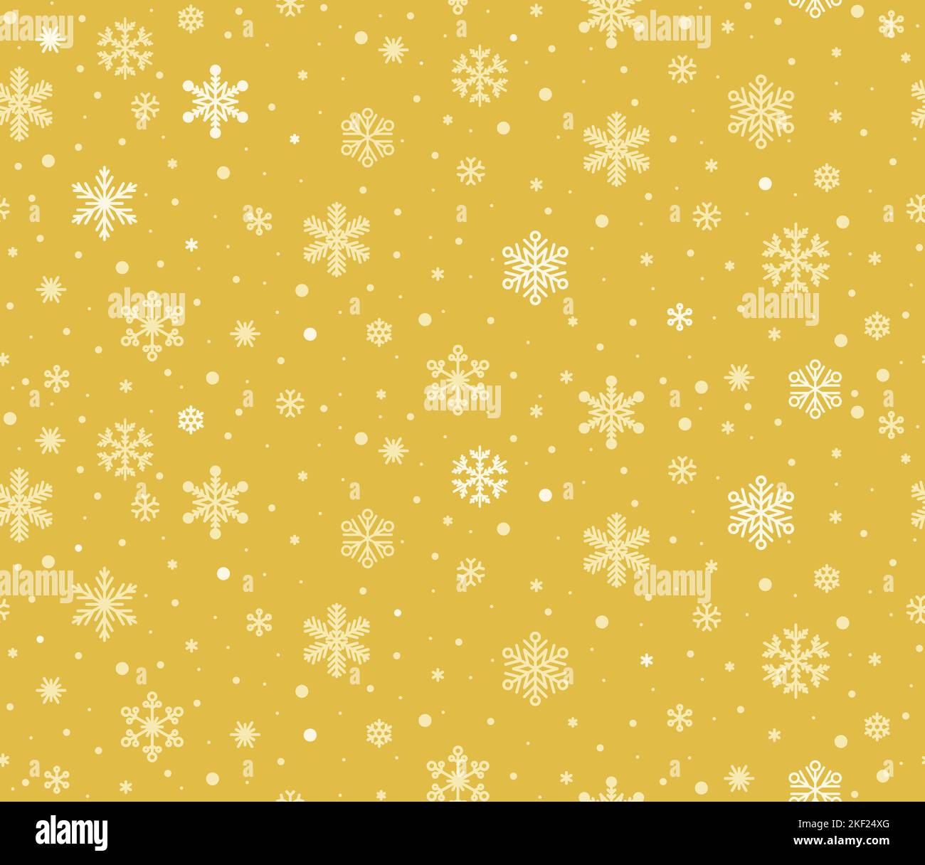 Nahtlose Schneeflocken Hintergrund. Vektor Gold Schneeflocken Weihnachten Textur. Schneeflocken im dänischen nordischen Stil. Stock Vektor
