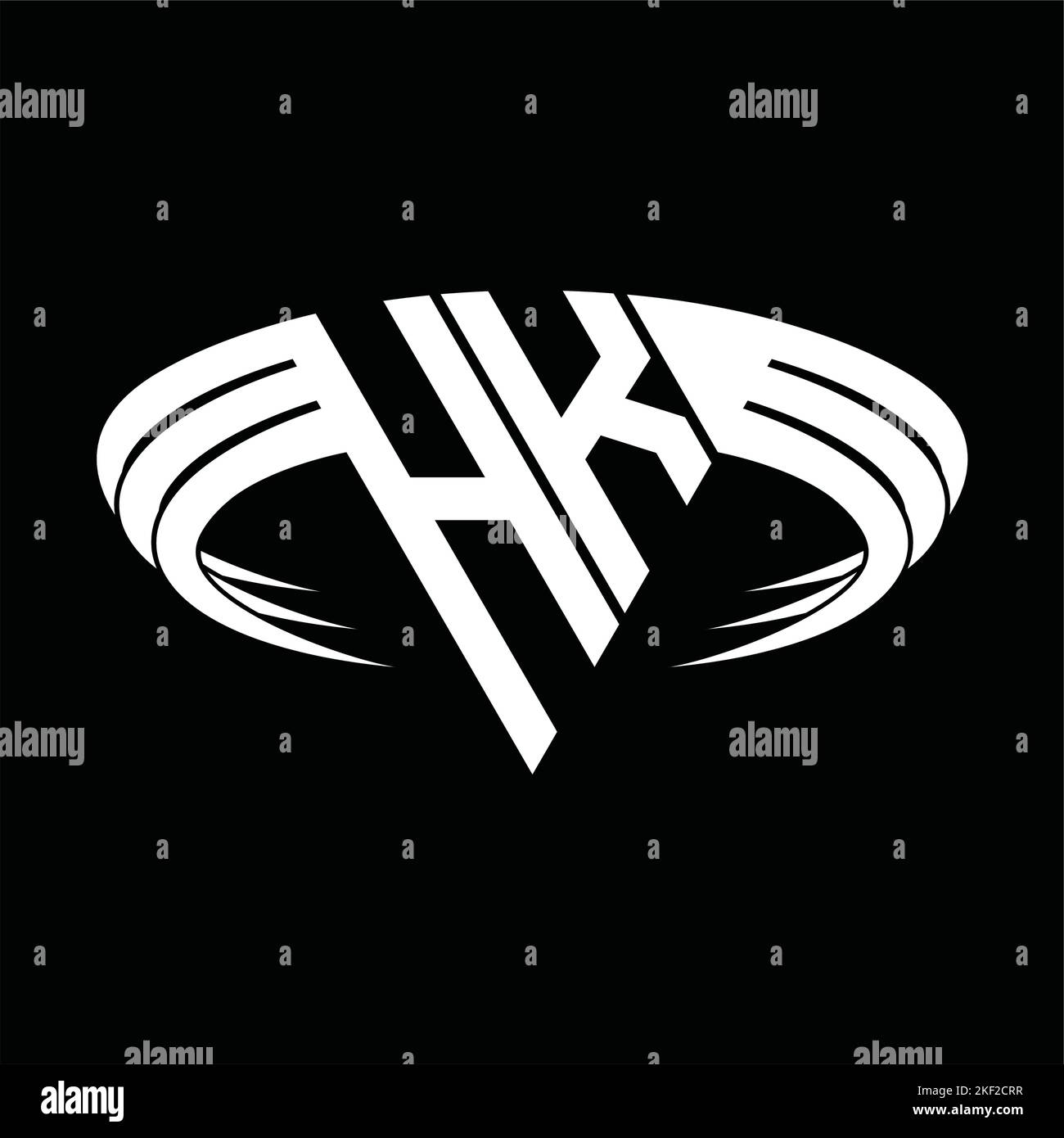 HK-Logo-Monogramm mit Dreiecks-Slice-Form-Design-Vorlage Stock Vektor