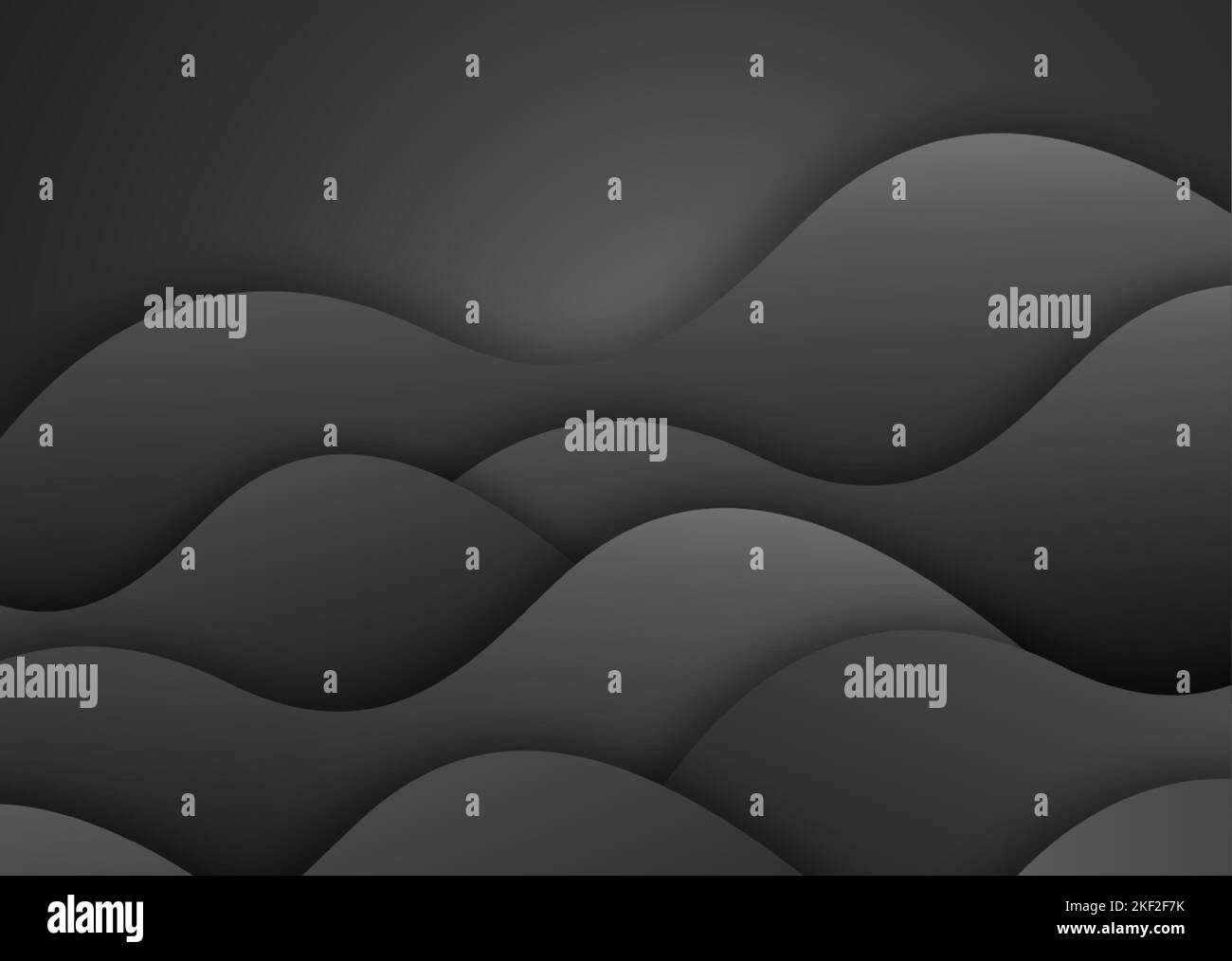 Schwarzer Hintergrund mit Linienkurve. Abstrakte Landschaft mit Wellen. Dunkeltiefschwarze dynamische abstrakte Vektorvorlage mit welligen Linien. Papierschnitt Stock Vektor