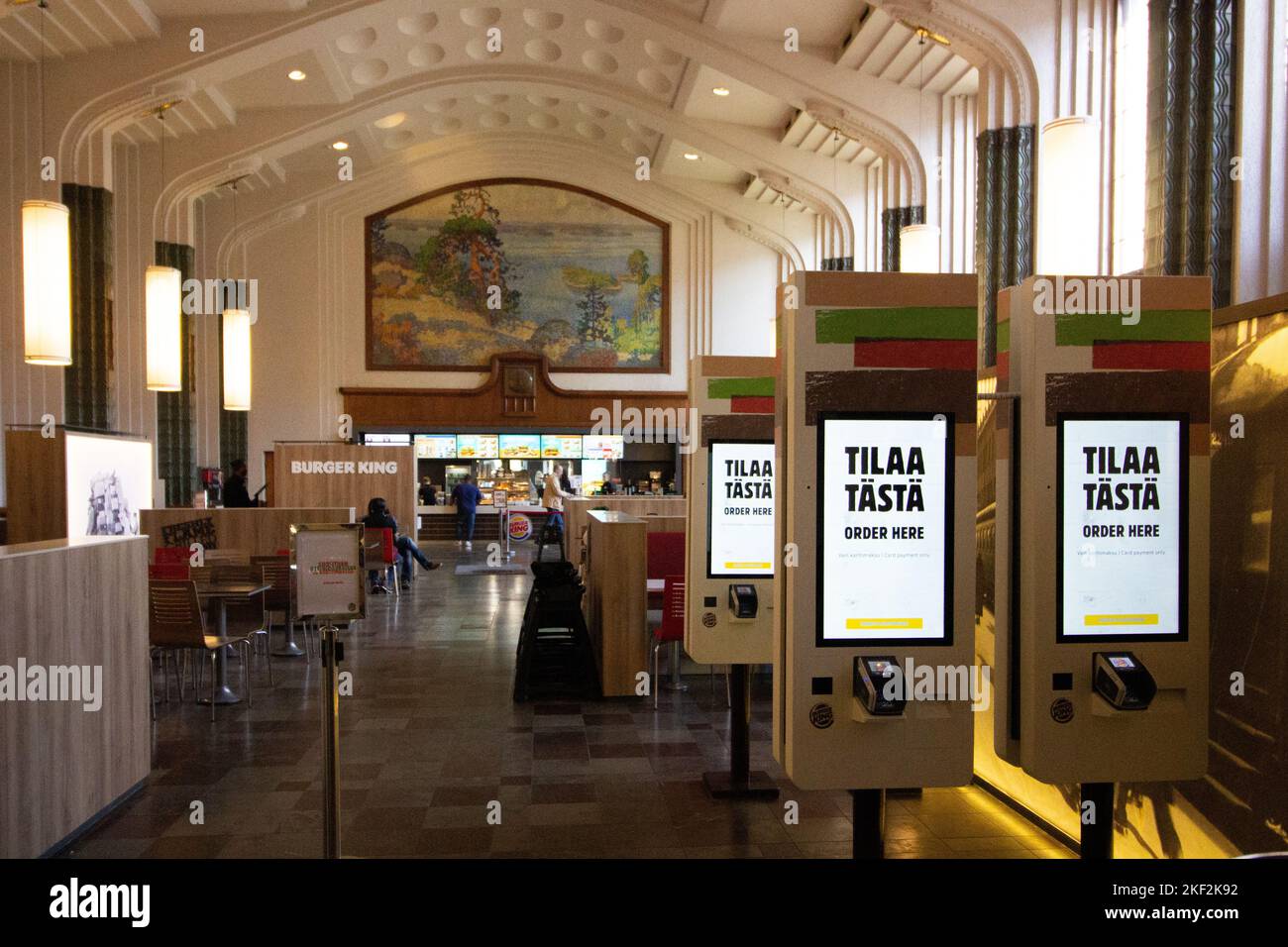 Gemälde von Eero Järnefelt bei Burger King im Hauptbahnhof Helsinki Stockfoto
