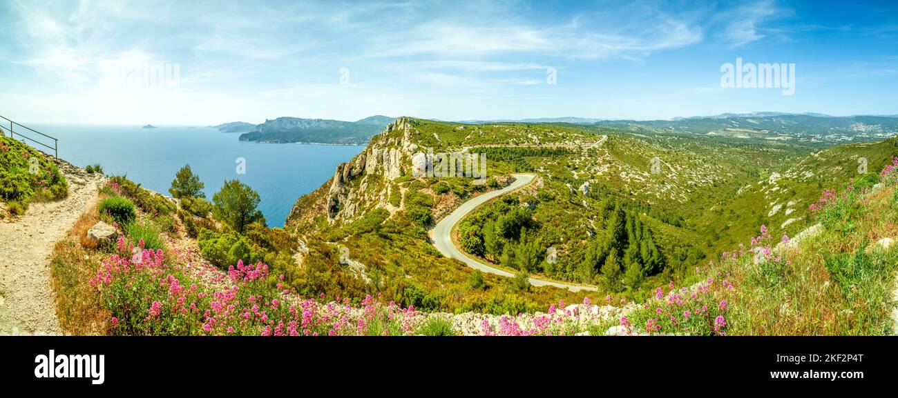 Route de Cretes, Cassis, Frankreich Stockfoto