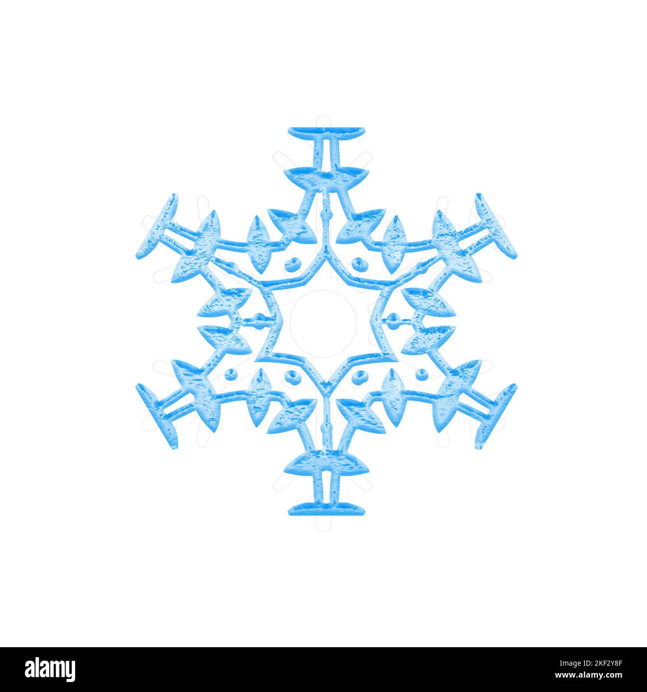 Digital erstellte Winterschneeflocken isoliert auf weißem Hintergrund. Stockfoto